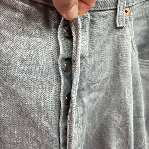 Levis 501 grey button fly straight leg denim jean - Picture 2 of 4